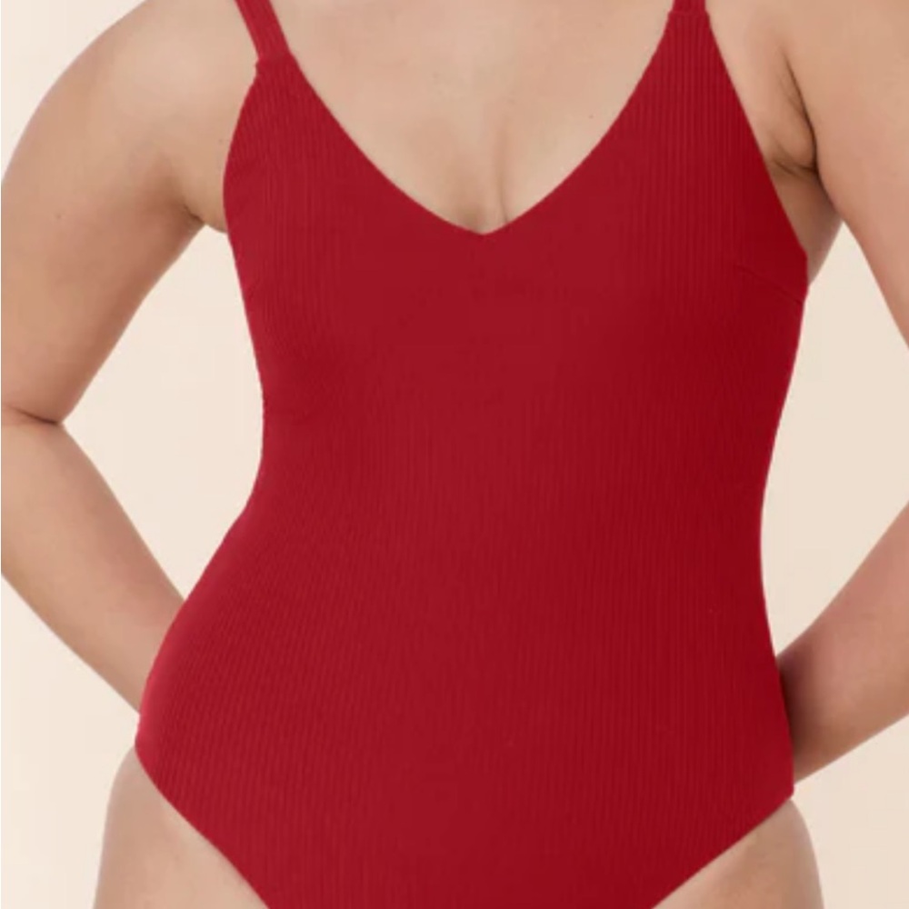 Andie x Mindy Summer Camp XL Red V-Neck One-Piece Swimsuit